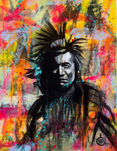 Visage d'indien peint par l'artiste peintre Didier Chastan