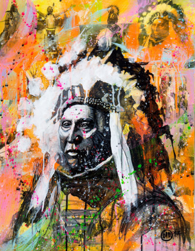Portrait peint du chef Conquering Bear par Didier Chastan