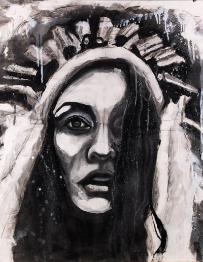Portrait en Noir et blanc d'un visage de femme indienne