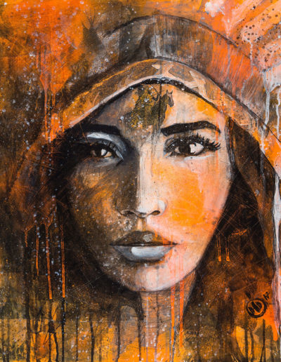 Visage de femme indienne en peinture