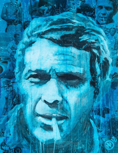 Le thème "Légende" le peintre Didier Chastan peint le visage de Steve MCQueen