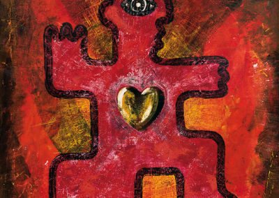 Peinture représentant un personnage avec un coeur