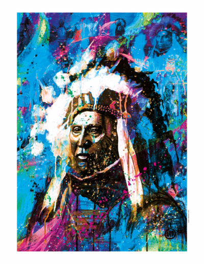 Art numérique de Didier Chastan représentant le chef indien Conquerig Bear - Brule Lakuta Chief
