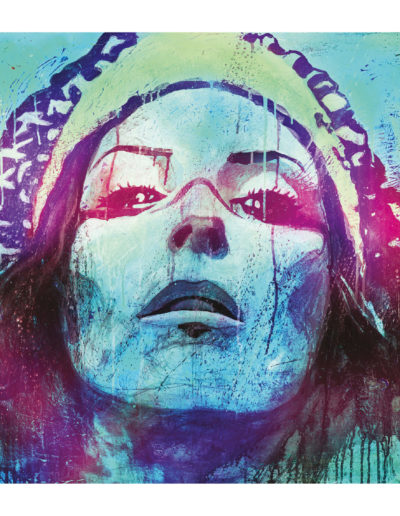 Art numérique sur Plexiglas représentant le visage d'une indienne