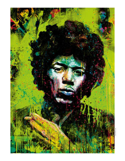 Versionvert du portrait de Jimi Hendrix en digital Art