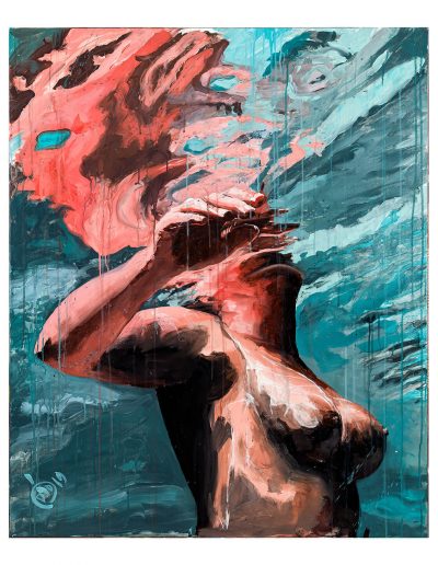 peinture de nue féminin dans l'eau