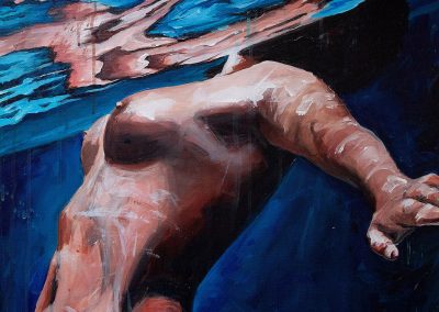 peinture femme qui nage sous l'eau
