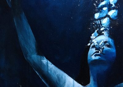peinture représentant une femme nue sous l'eau