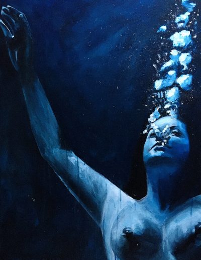 peinture représentant une femme nue sous l'eau
