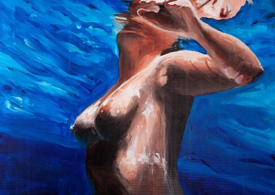 peinture artistique femme nue sous l'eau