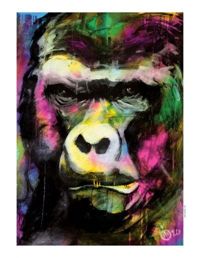 peinture de didier chastan représentant un portrait de singe